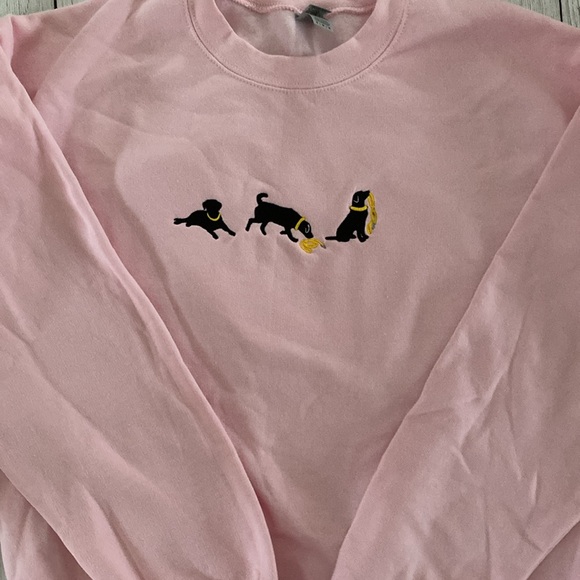 Black lab with yellow leash Embroidered Sweatshirt - Picture 2 of 3